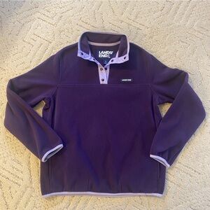 Lands' End Deep Purple Fleece Pullover Jacket Top Small Active Casual Preppy